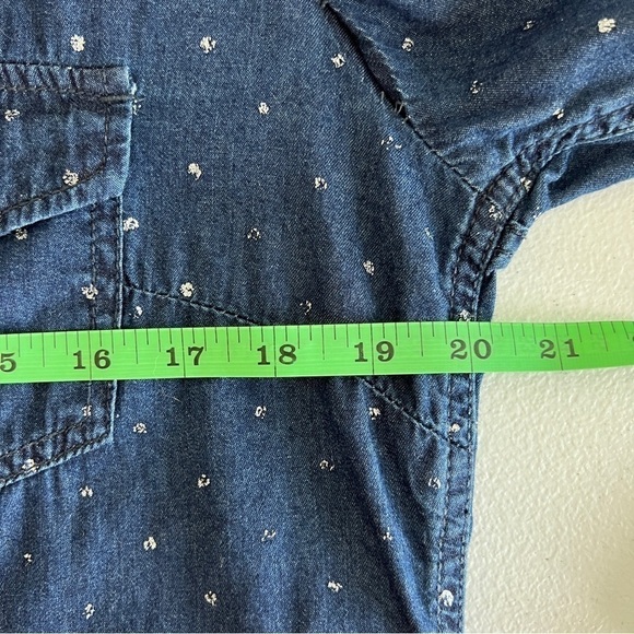 Seven7 Snap Down Blouse Women's Size Large Dark Blue Glitter Dots Western Style - Picture 5 of 10